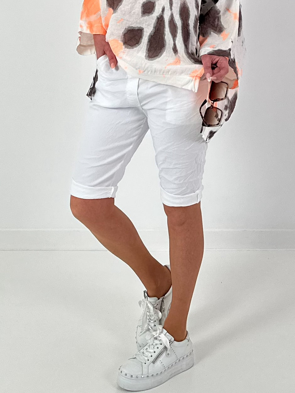 Korte broek met elastische tailleband - wit