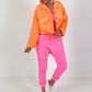 Short jacket with back print - neon orange