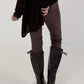 Vegan leather trousers with patch - mocha
