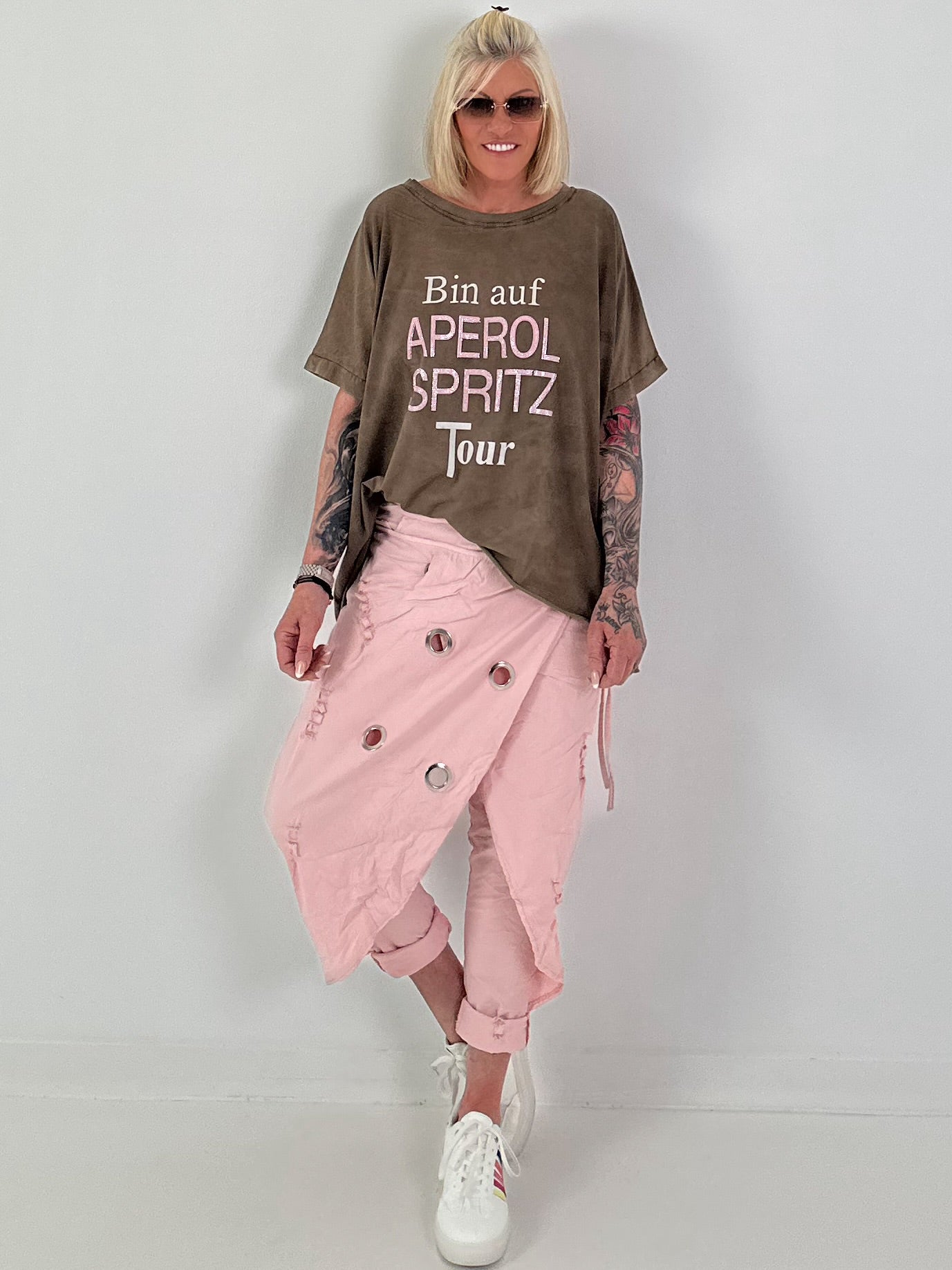 Stylische Hose im Knit-Look - rosa