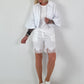 Sommer Crop-Jacke mit halben Arm - weiss