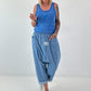 Ripp Tank Top  stone washed - royalblau