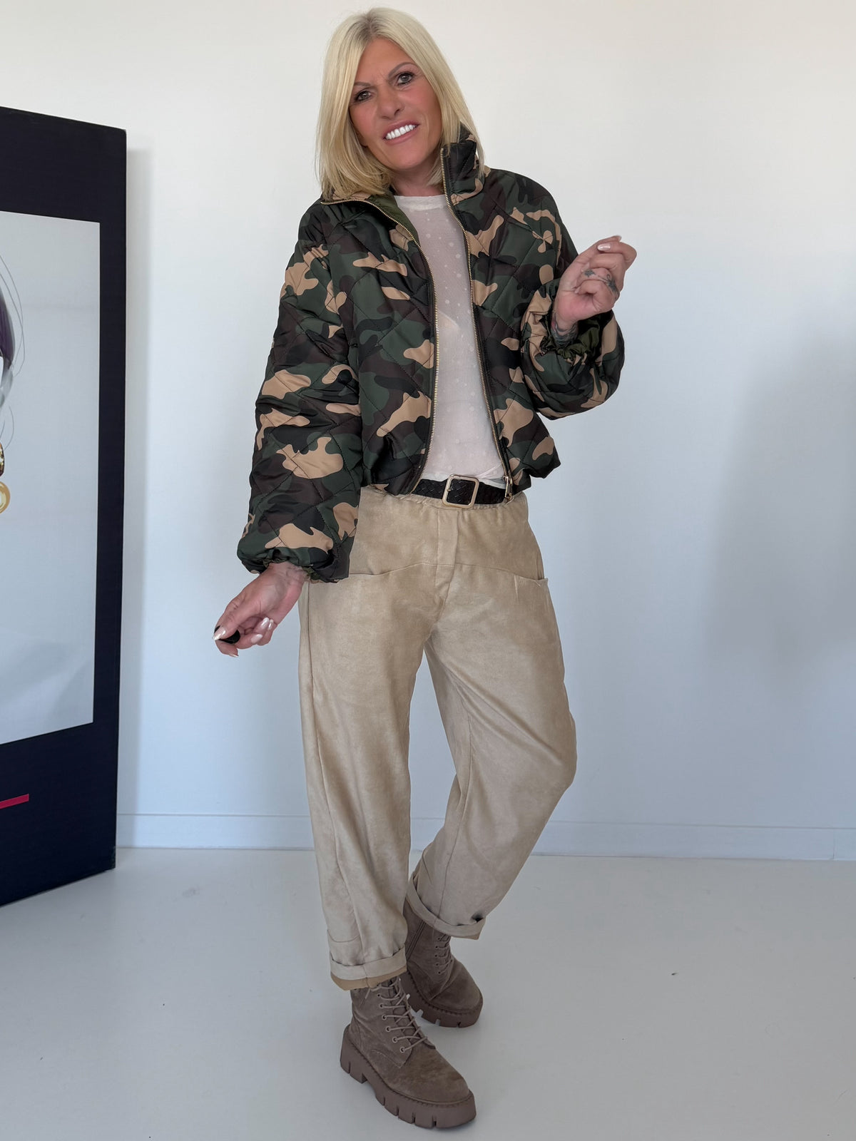 Puffy-Bomberjacke im Camouflage-Look - oliv-mehrfarbig