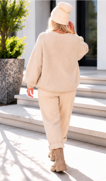 Kuschelig kastiger Pullover - beige