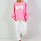 Oversized Sweatshirt Modell "Wassup" - rosa