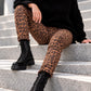 Hose im Allover Leo-Wildleder-Look - camel-mehrfarbig