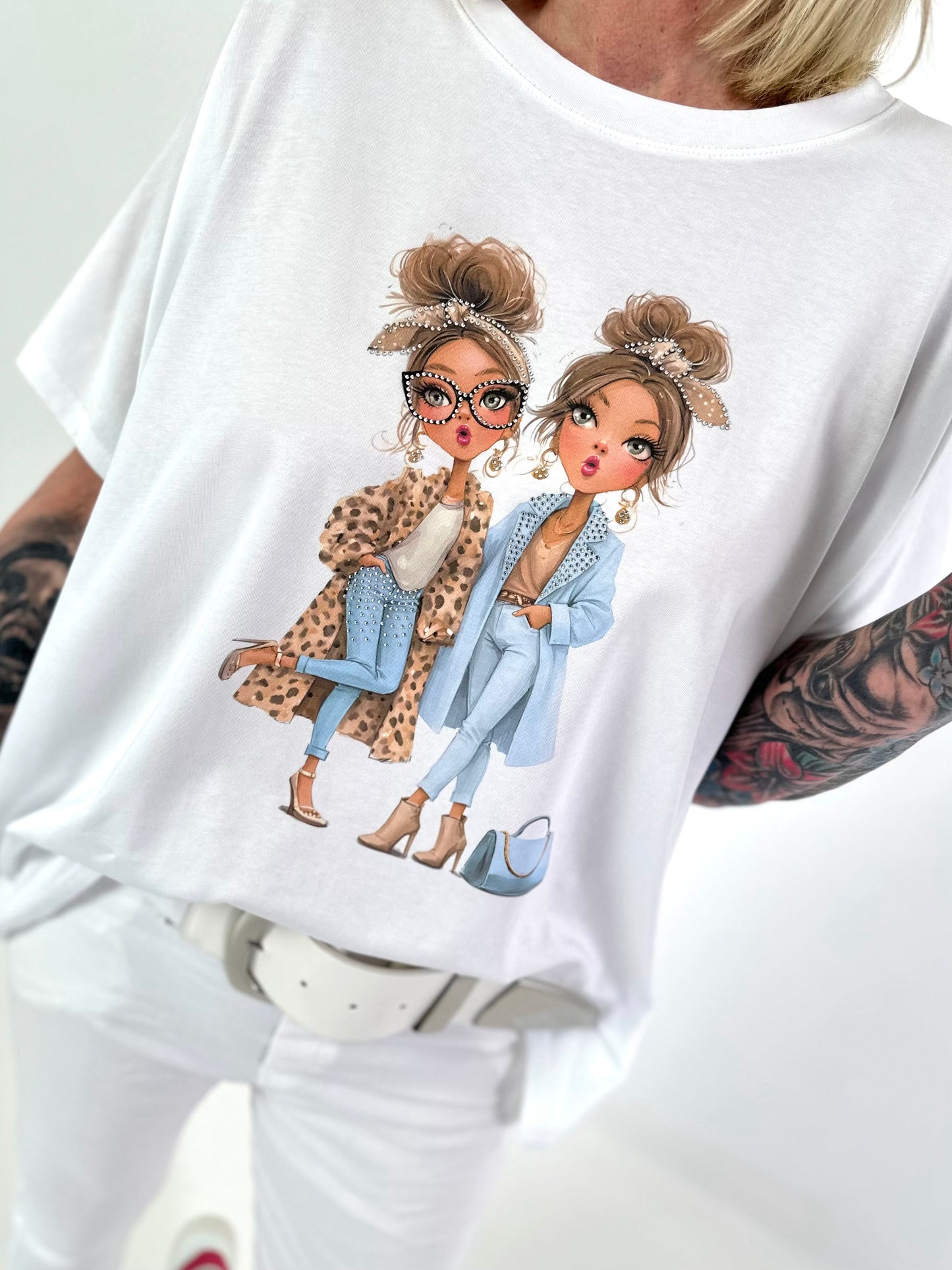 T-Shirt Fashion Girls - weiss-hellblau