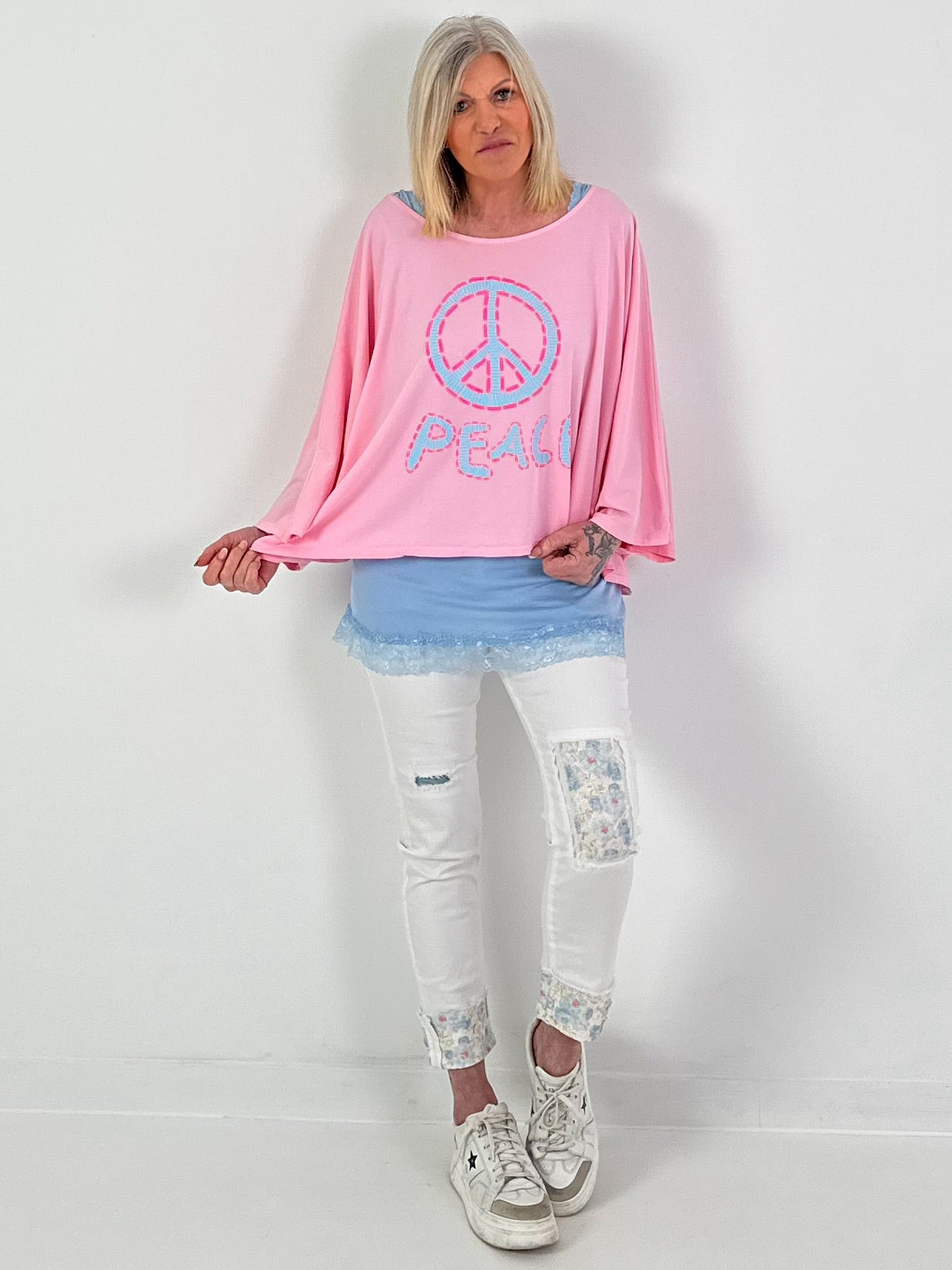 Oversized Shirt Peace - rosa