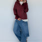 Jacke mit Strickarm und Kapuze - bordeaux