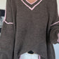 Kuscheliger Pullover mit V-Ausschnitt - taupe-rosa