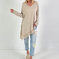 Shirt with lace trim - beige