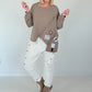 Sweater mit asymmetrischem Schnitt und Patches - taupe