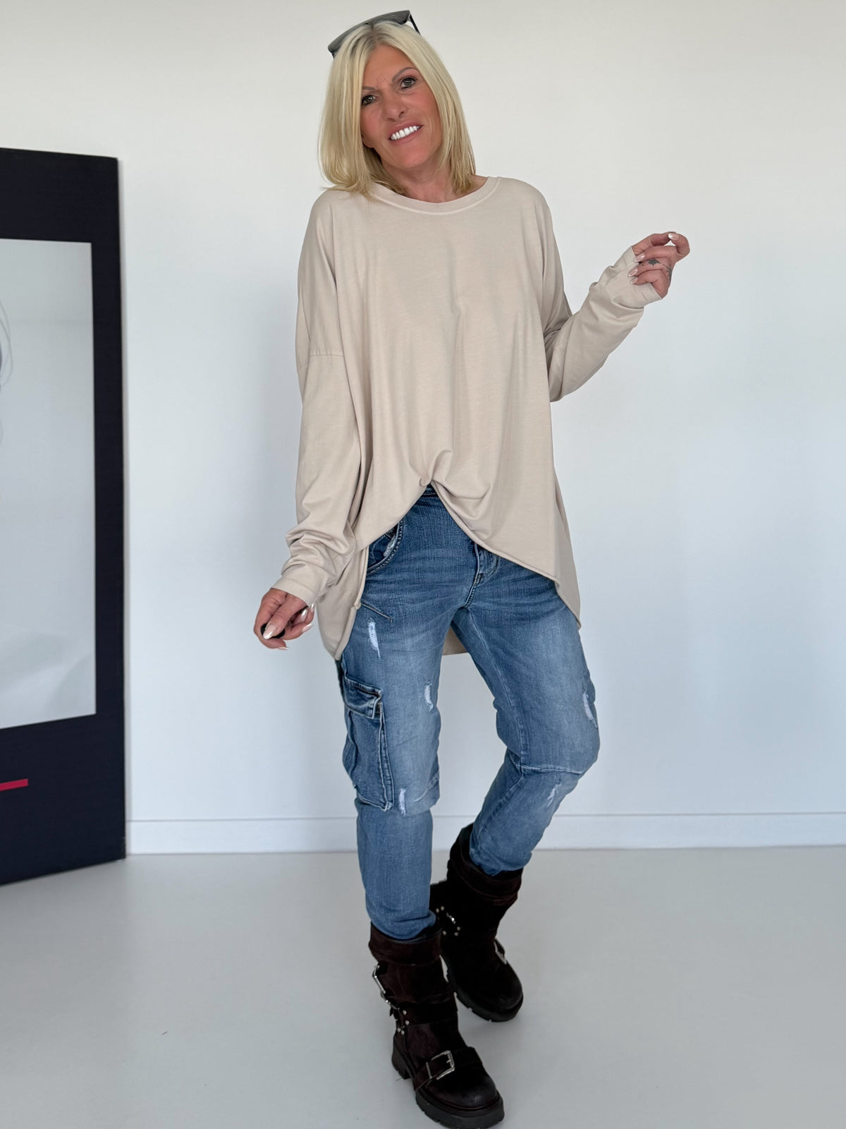 Oversized Shirt Style - beige
