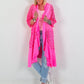 Lace coat in a material mix - neon pink