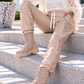 Hose Materialmix mit Pailletten - beige