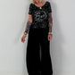 T-Shirt mit transparenten Pailletten - schwarz
