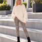 Hose im Allover Leo-Wildleder-Look - beige-mehrfarbig