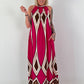 Neckholder Kleid mit All-Over Muster - pink-braun-mehrfarbig