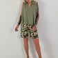 Ballon Blusen Top mit V-Neck - khaki