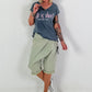 Kurze Baggy mit kleinen Ösen-Details - khaki