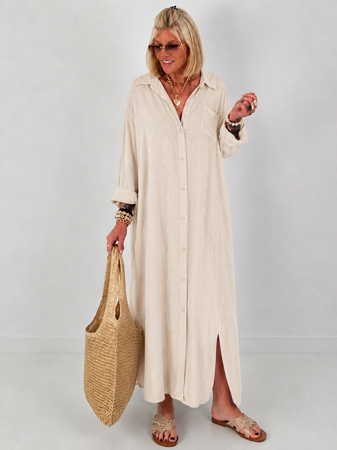 Linen dress - beige