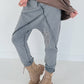 Sweat Baggy mit Strassapplikation - grau