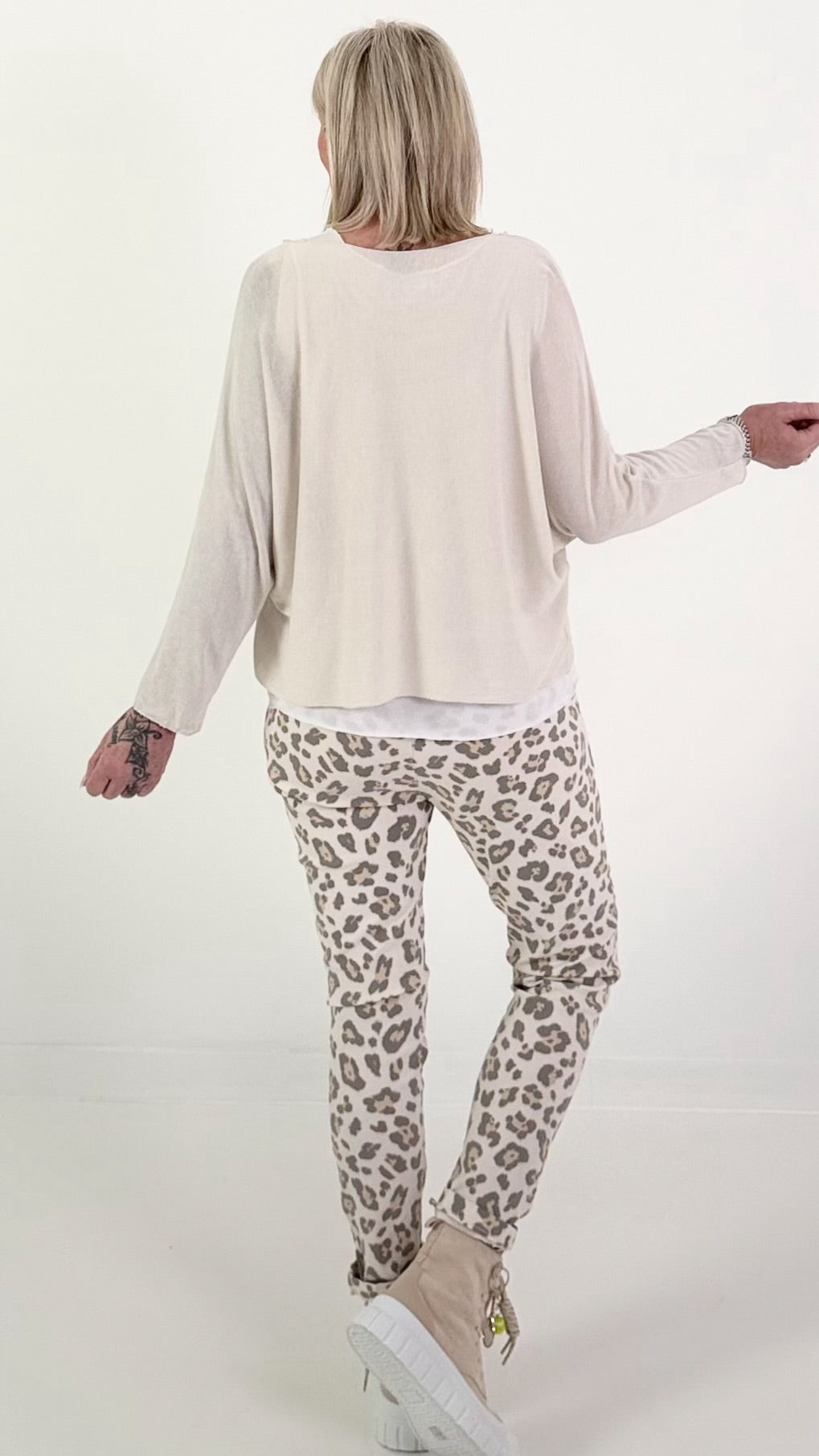 Feinstrick Pulli mit Top - beige