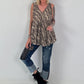 Plissee Long Top mit Animal-Print - beige-mehrfarbig