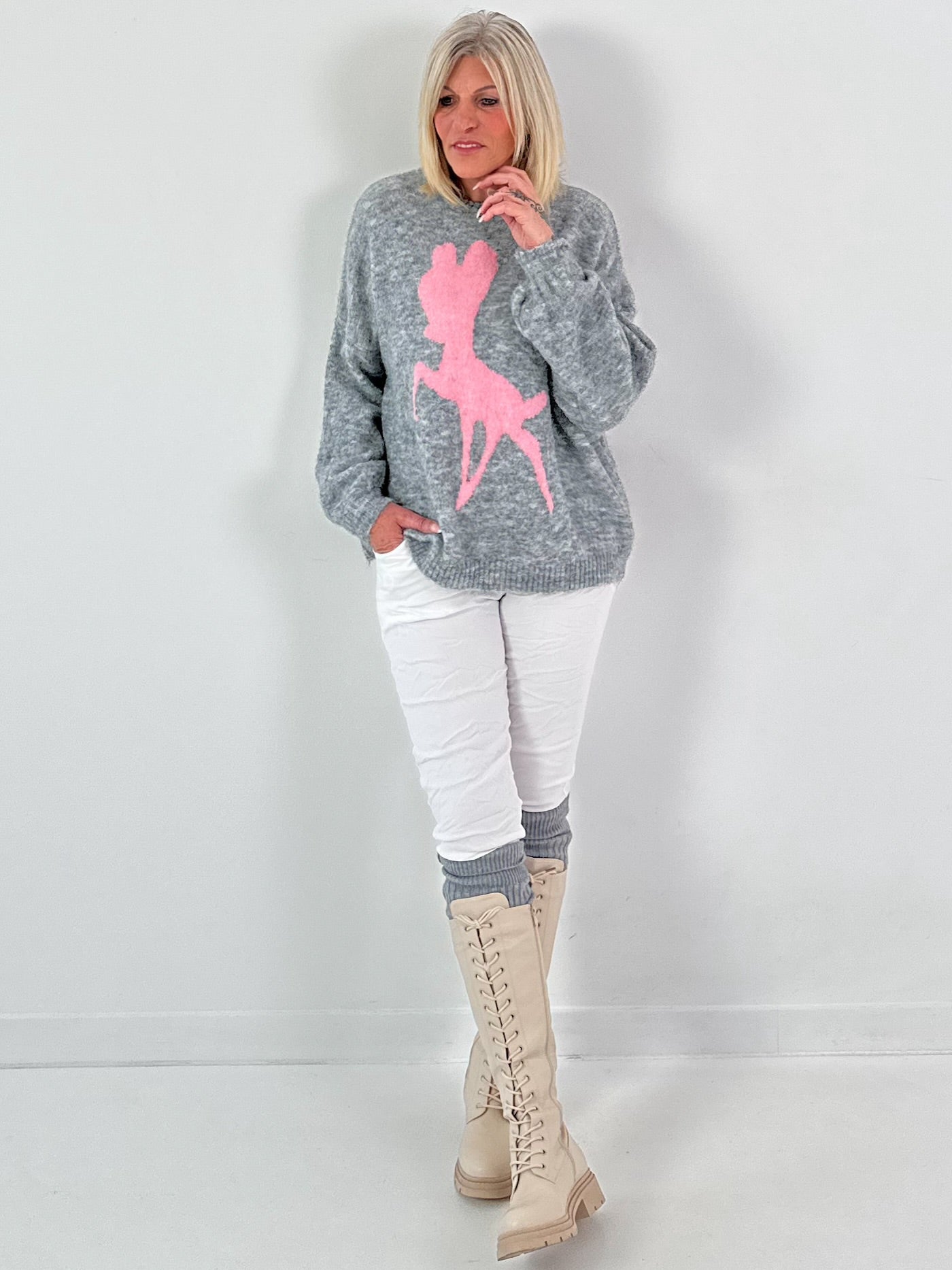 Sweater model "Nala" - gray-pink
