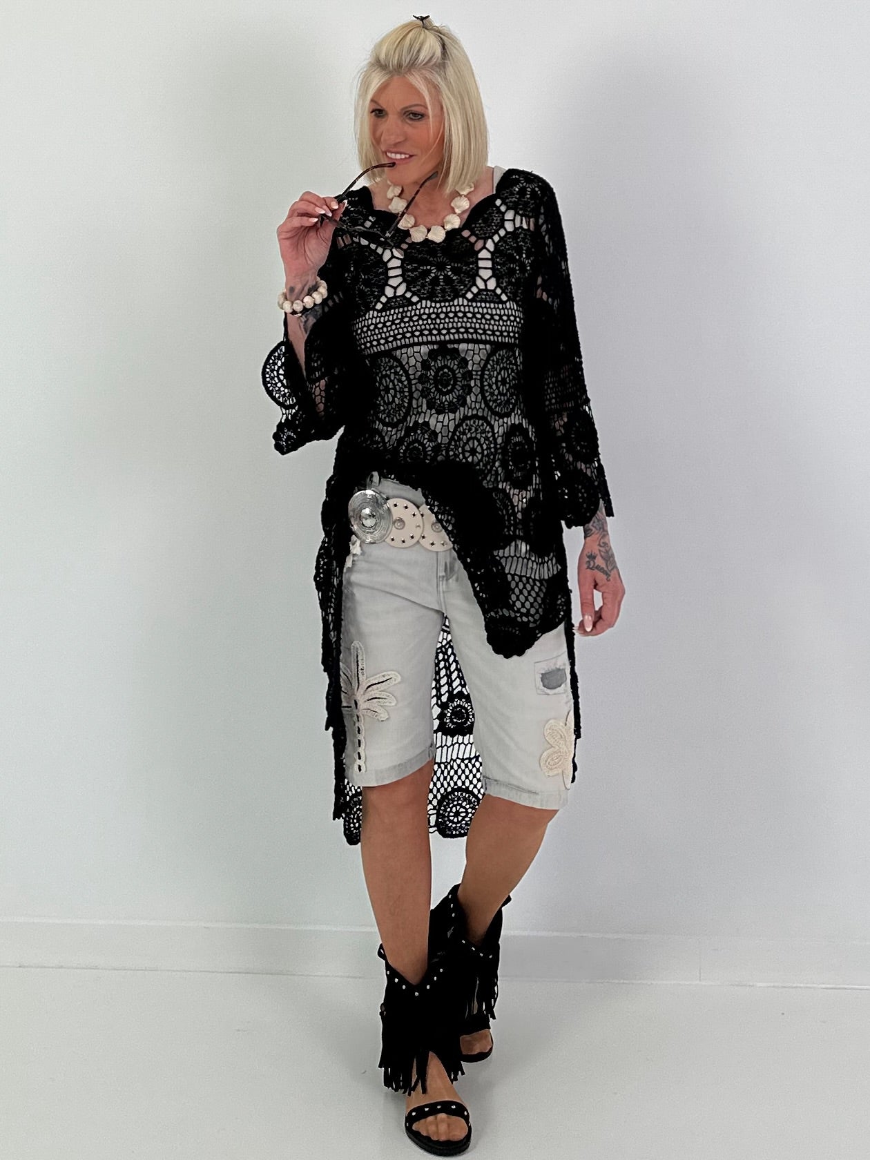 Crochet Tunic with Pattern - Black
