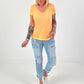 Ribbed T-shirt with fringes - neon orange