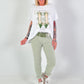 T-Shirt mit Schuhprint - weiss-khaki