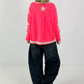 Sweatshirt with trendy star elements - neon pink