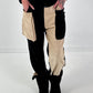 Suede-look trousers, model "Dual Harmony" - black-beige