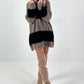 Long pullover/dress model "Velvet Flow" - black-taupe