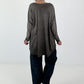 Oversized shirt with leopard print and rhinestone details - mocha