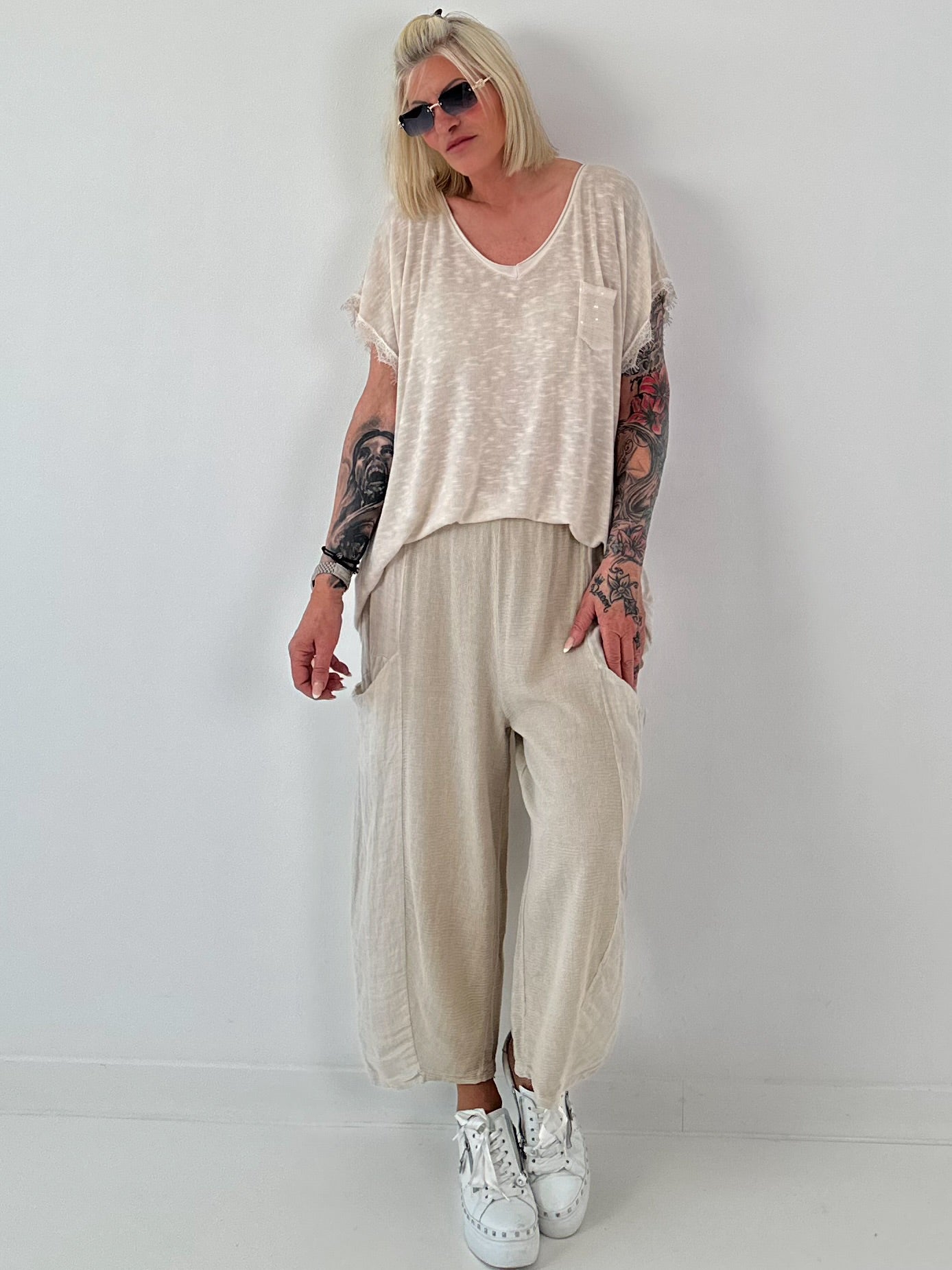 Fine knit shirt Mouse - beige