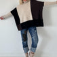 Oversized Feinstrickpullover mit Stulpenärmeln - beige-mokka-schwarz