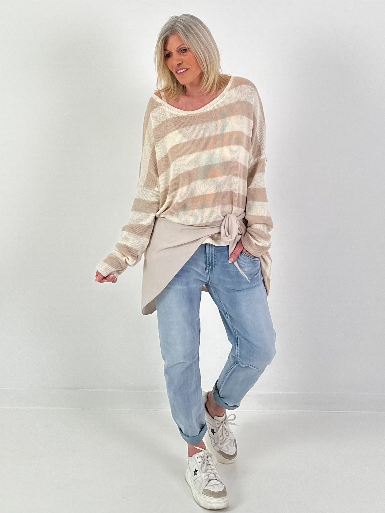 Pulli mit Streifen - beige-taupe