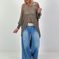 Oversized Häkelpulli - taupe