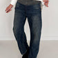 Jeans mit Leo-Print und Jeans-Latz - denim