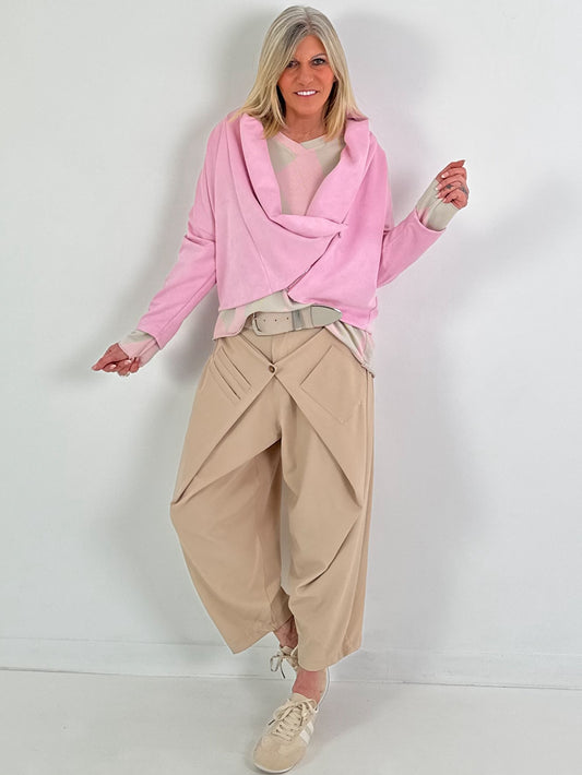 Kurze Jacke in Wildlederoptik - rosa