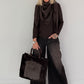Weicher Basic Pullover - mokka