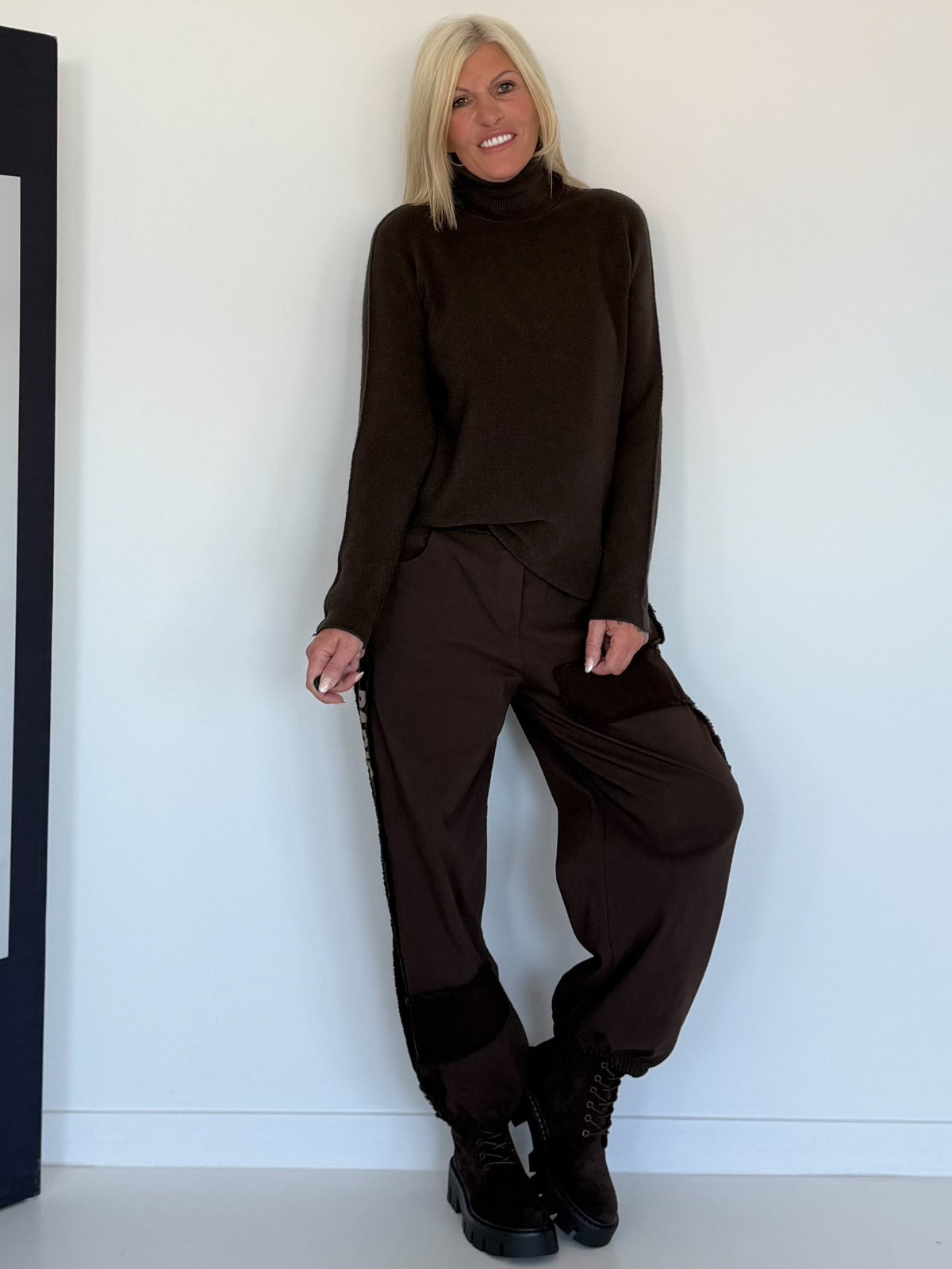 Basic Rollkragenpullover - mokka