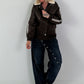 Stylish pilot jacket in a leather look - mocha