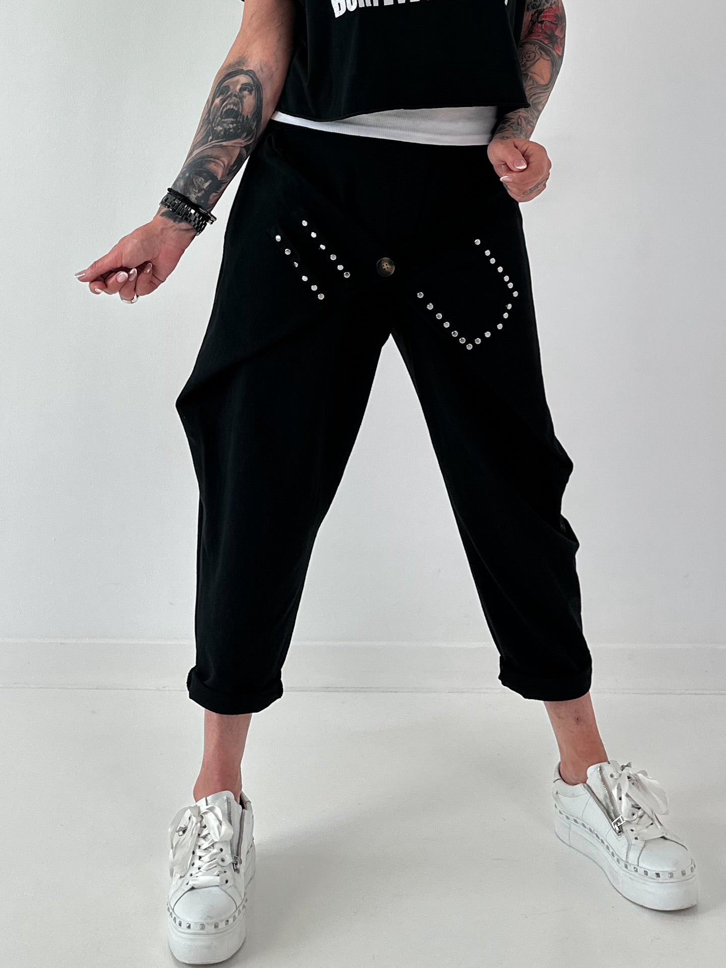 Sweatshirt Hose mit lässigen Details - schwarz