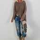 Oversized Shirt stone washed - schoko
