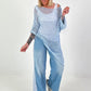 Häkelpullover asymmetrisch - hellblau