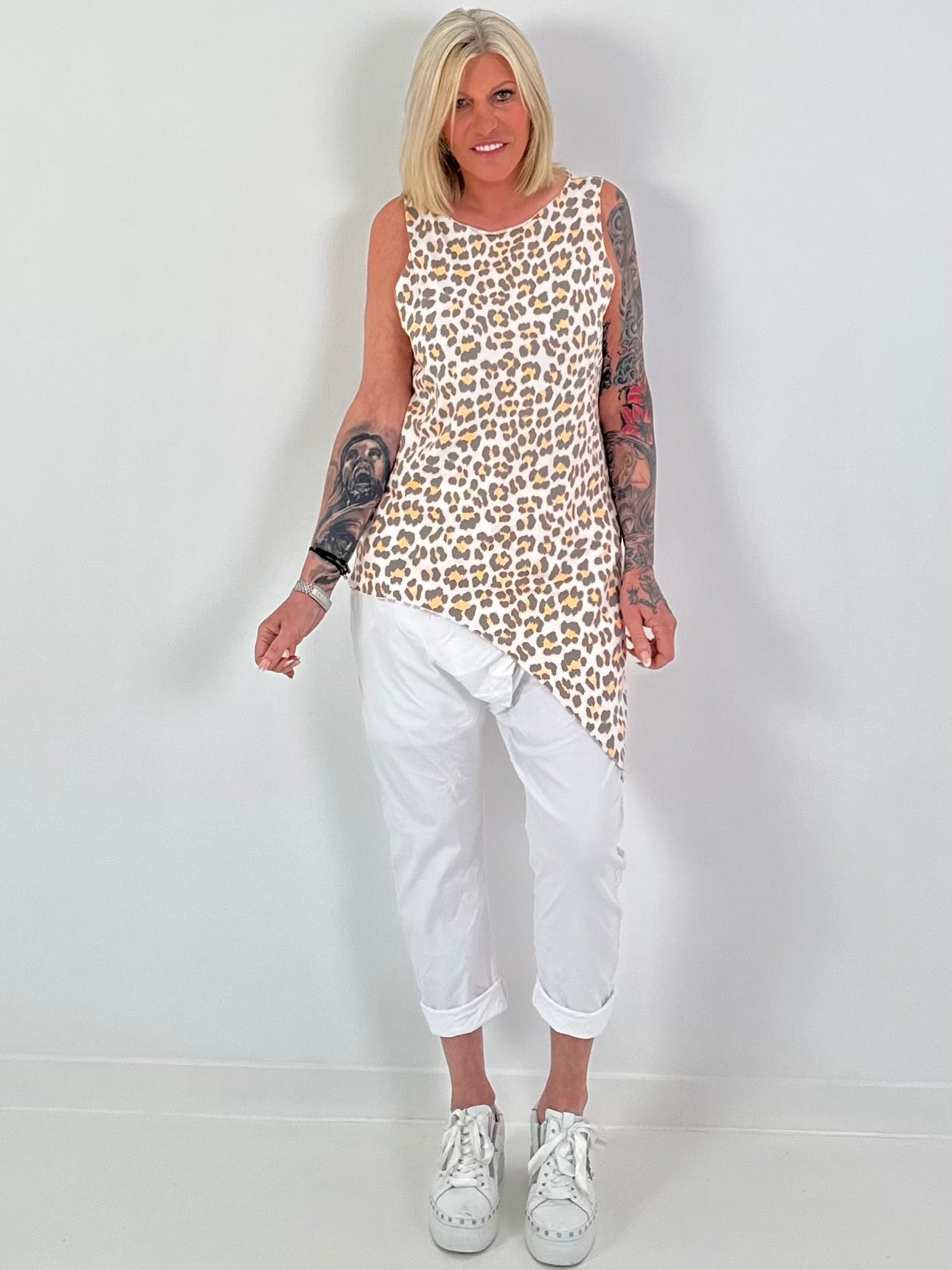 Long Top Leo asymmetrisch - neonorange