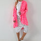 Oversized Leinen-Military Mantel Leo - weiss-neonpink-neonorange